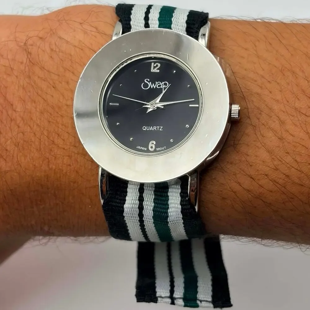 Silver & Black Swap Watch